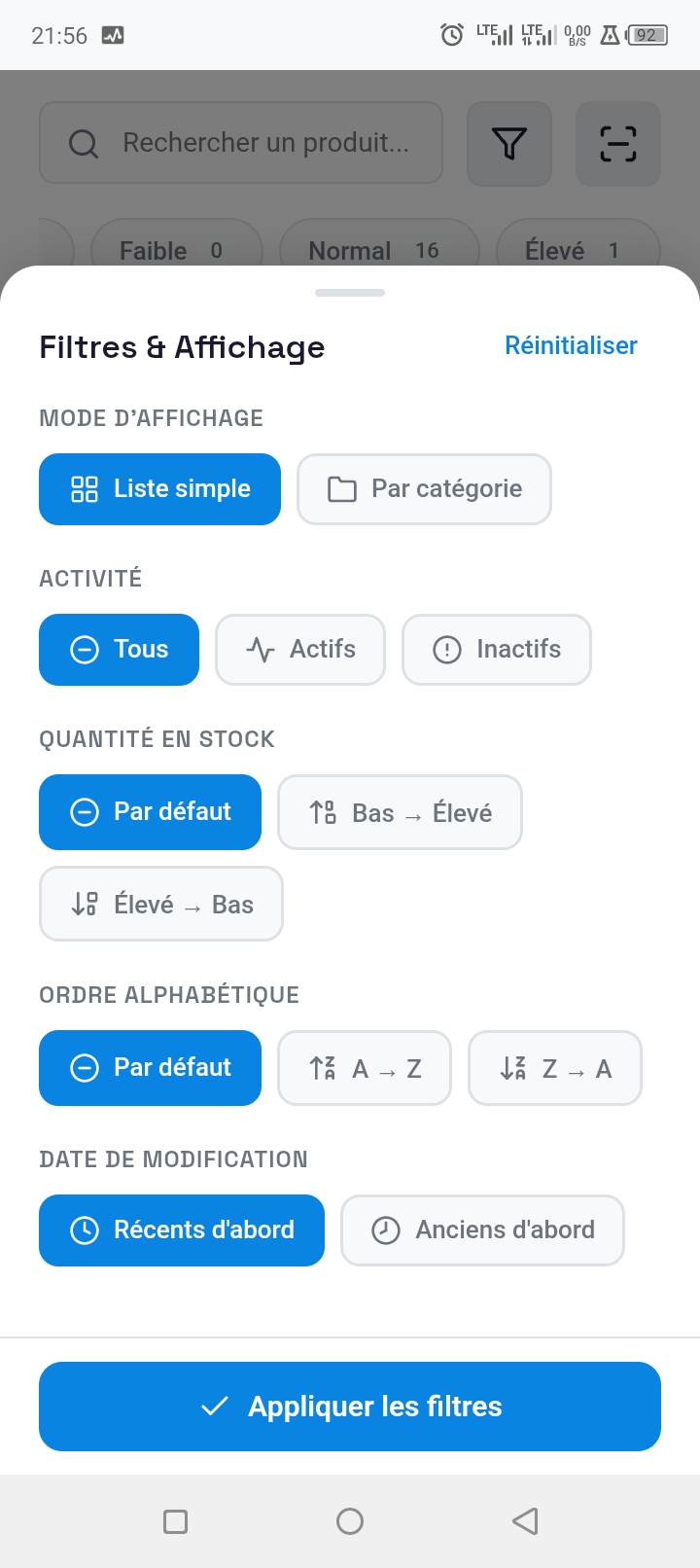Tableau de bord StockMvt